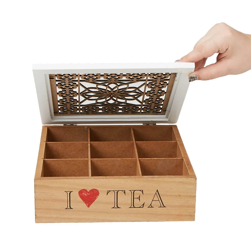 Mind Reader 9-Section Brown Tea Organizer