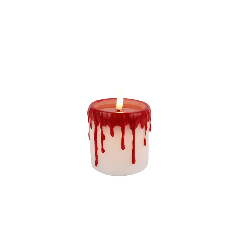 3" Red & White Dripping LED Wax Pillar Candle by Ashland®