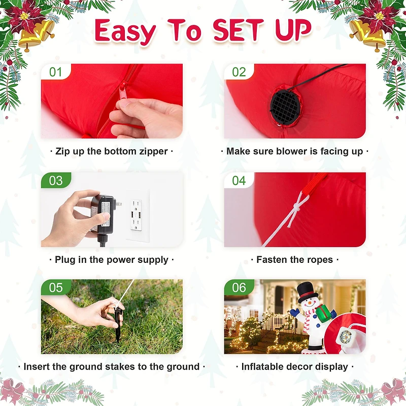 Glitzhome® 6ft. Lighted Inflatable Rotating Snowman Décor