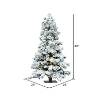 4ft. Pre-Lit Flocked Spruce Artificial Christmas Tree, Warm White Dura-Lit® Lights