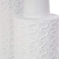 White Metal Abstract Wavy Textured Vase Set