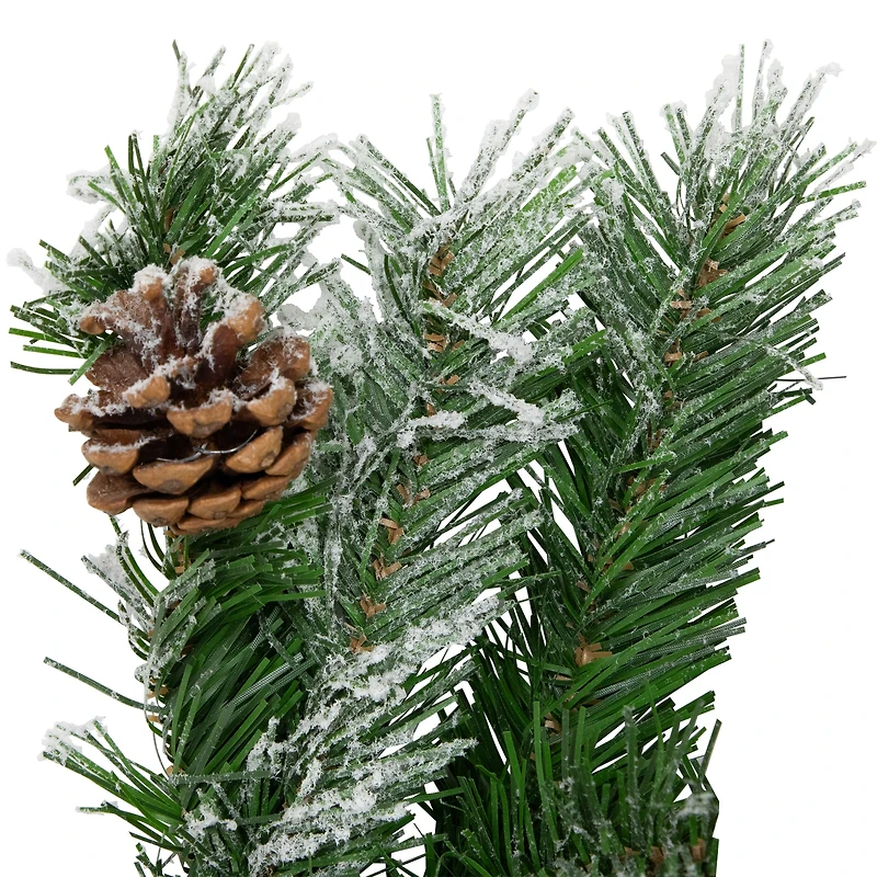 22" Unlit Snowy Flocked Angel Pine with Pine Cones Christmas Teardrop Swag