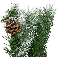 22" Unlit Snowy Flocked Angel Pine with Pine Cones Christmas Teardrop Swag