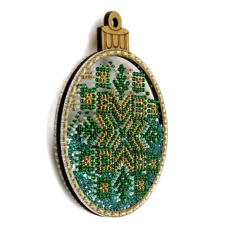 Wonderland Crafts Green & Gold Ball Ornament Bead Embroidery Kit