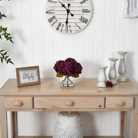 8.5" Hydrangea Arrangement in Glass Vase