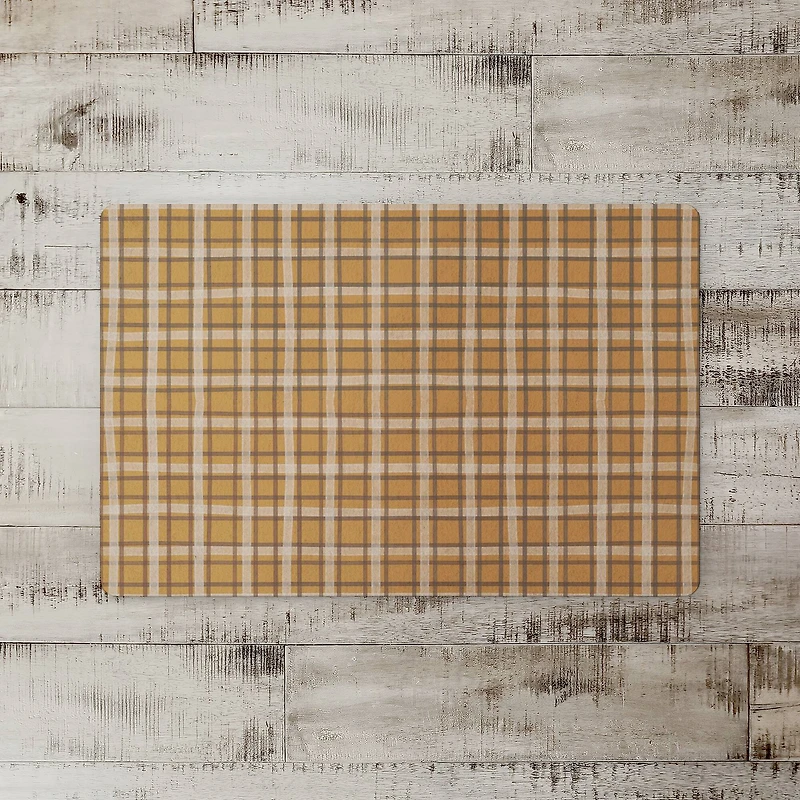 Orange Multi Plaid Floor Mat