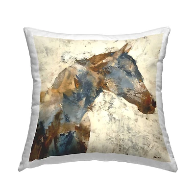 Stupell Industries Abstract Farm Horse Rural Rustic Animal Portrait Throw Pillow, 18" x 18"
