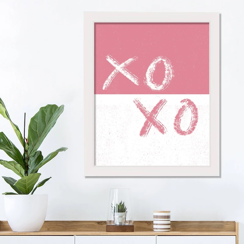 16" x 20" XOXO Brush Strokes White Framed Print Wall Art