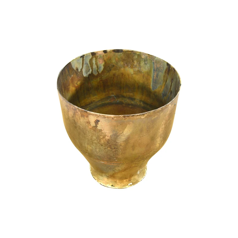 Antique Brass Finish Metal Planters Set, 3ct.