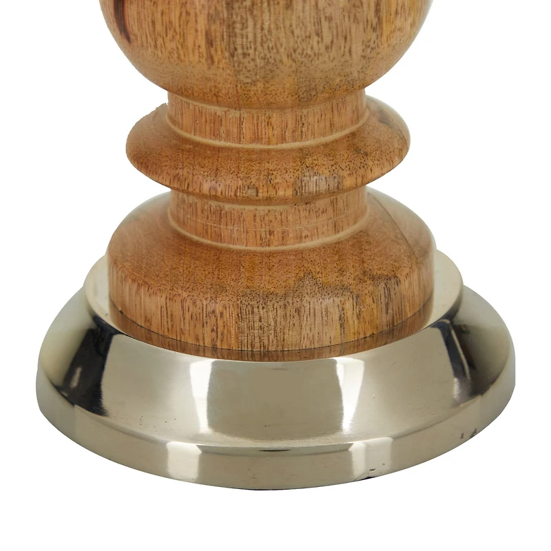 Silver Wood Candle Holder Set