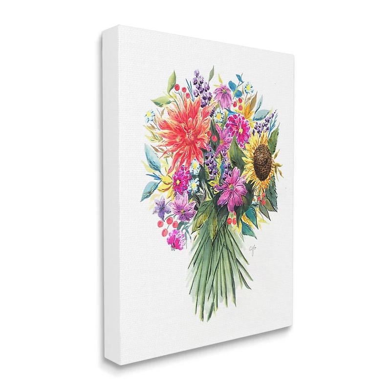Stupell Industries Charming Bridal Style Bouquet Illustration Vivid Country Florals Canvas Wall Art