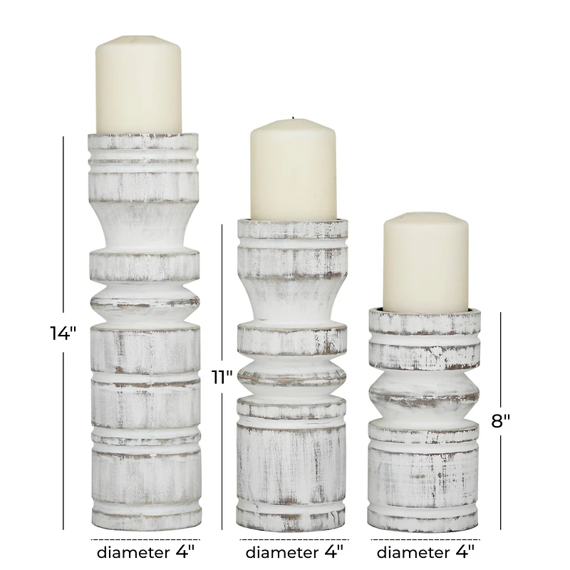 White Coastal Candle Holder Set