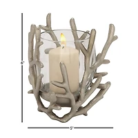 6" Silver Aluminum Coastal Candle Holder