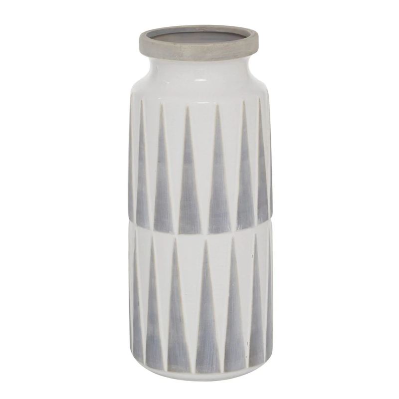 Gray Ceramic Traditional Vase, 13" x 6" x 6"