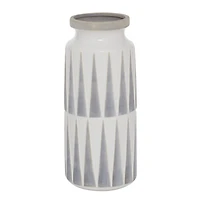 Gray Ceramic Traditional Vase, 13" x 6" x 6"