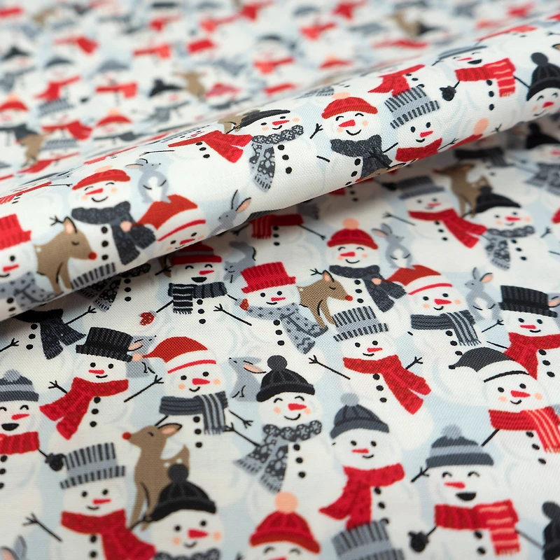 SINGER Christmas Holiday Santa's Snowman Cotton Fabric