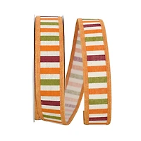 Reliant 1.5" x 20yd. Fall Stripes Hopsack Wired Ribbon