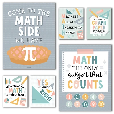 Hadley Designs 11" x 14" Boho Math Bulletin Board Classroom Décor Posters Set