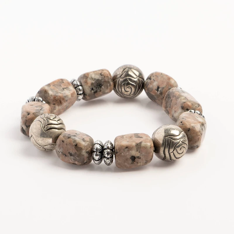 John Bead Jasper No.83 Natural Stone Stretch Bracelet