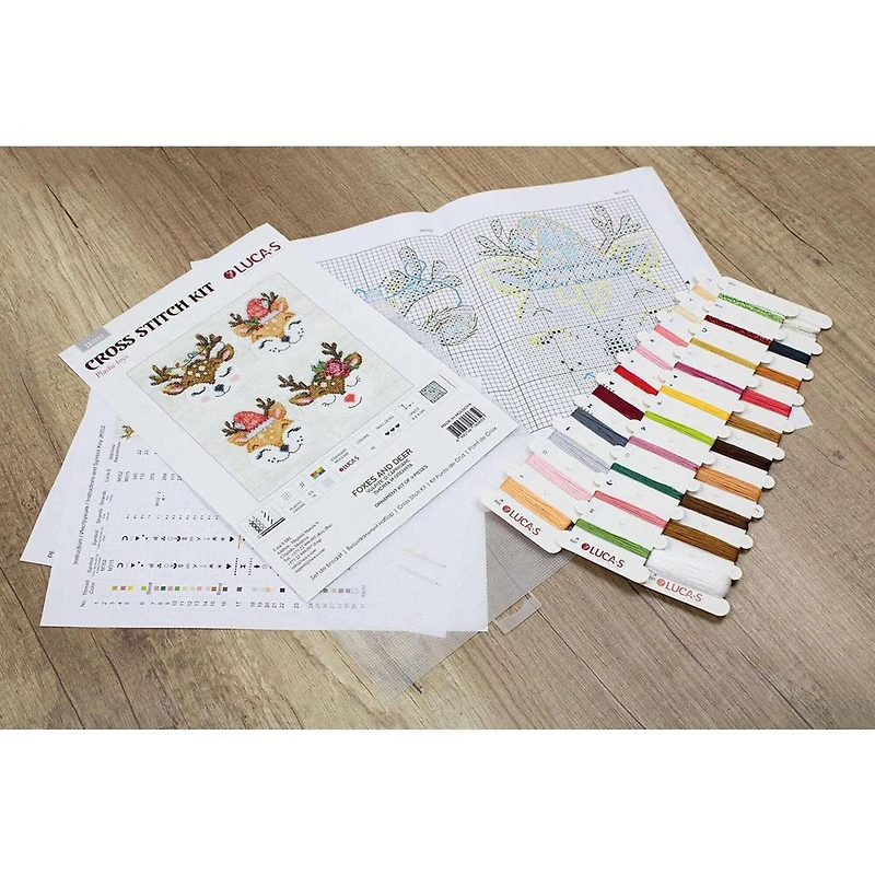 Luca-s Foxes And Deer Plastic Canvas Counted Cross Stitch Kit