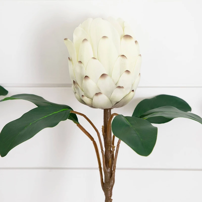 26in. Artificial King Protea Flower Stems - Set of 4