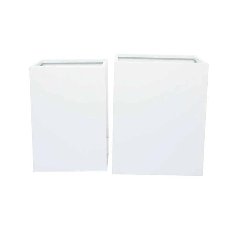 White Modern Planter, Set of 2" 17", 14"