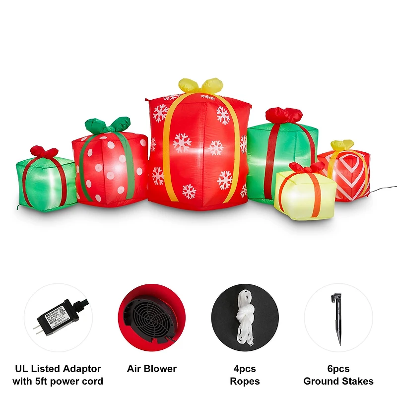 Glitzhome® 8ft. Inflatable Gift Boxes With Lights