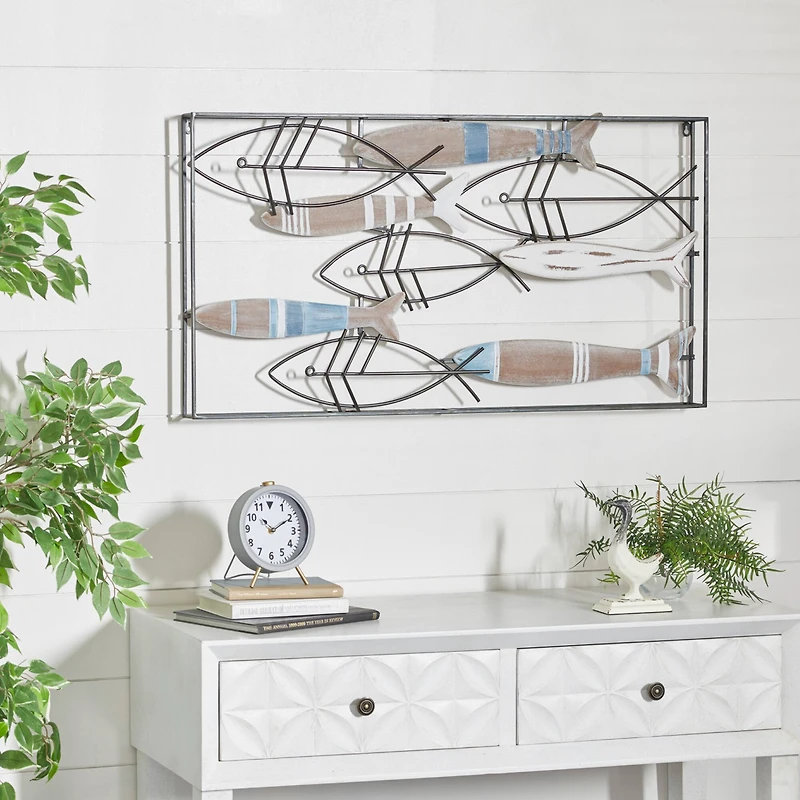 Black Metal Coastal Wall Decor 21" x 39" x 2"