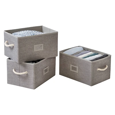 Honey Can Do Heather Gray Large Fabric Storage Bins with Handles, 3ct.