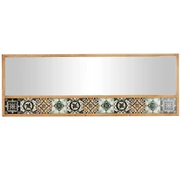 67" x 26" Brown Wood Wall Mirror with Mosaic Edge