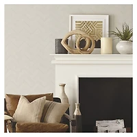 RoomMates White & Beige Herringbone Weave Peel & Stick Wallpaper