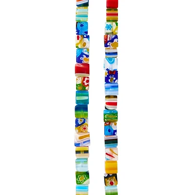 Multicolored Millefiori Glass Cube Beads, 6mm by Bead Landing™