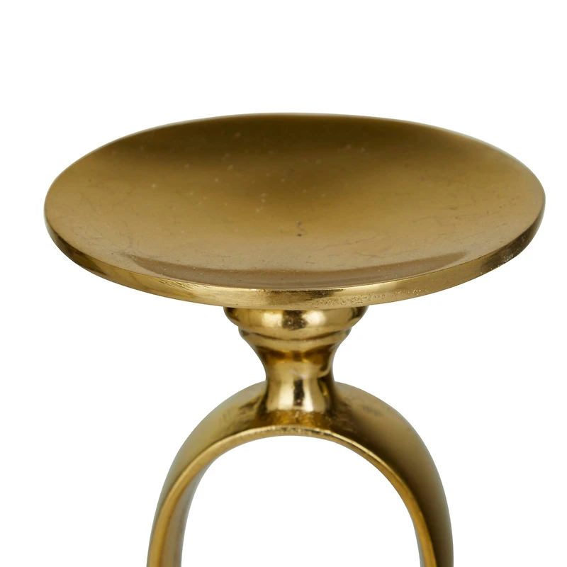 Gold Aluminum Modern Candle Holder Set, 15'' & 19''