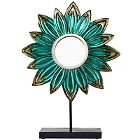 17.5" Turquoise Metal Flower Sculpture