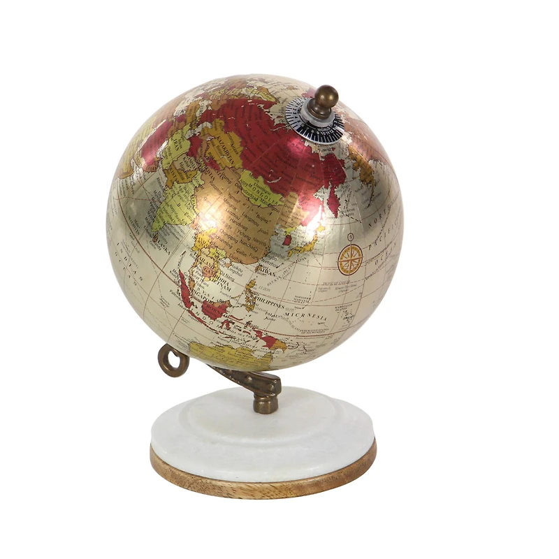 7" White Metal Modern Globe