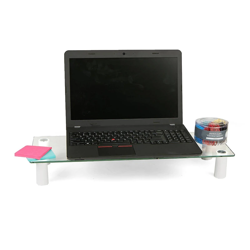 Mind Reader Clear Glass Monitor Stand Riser