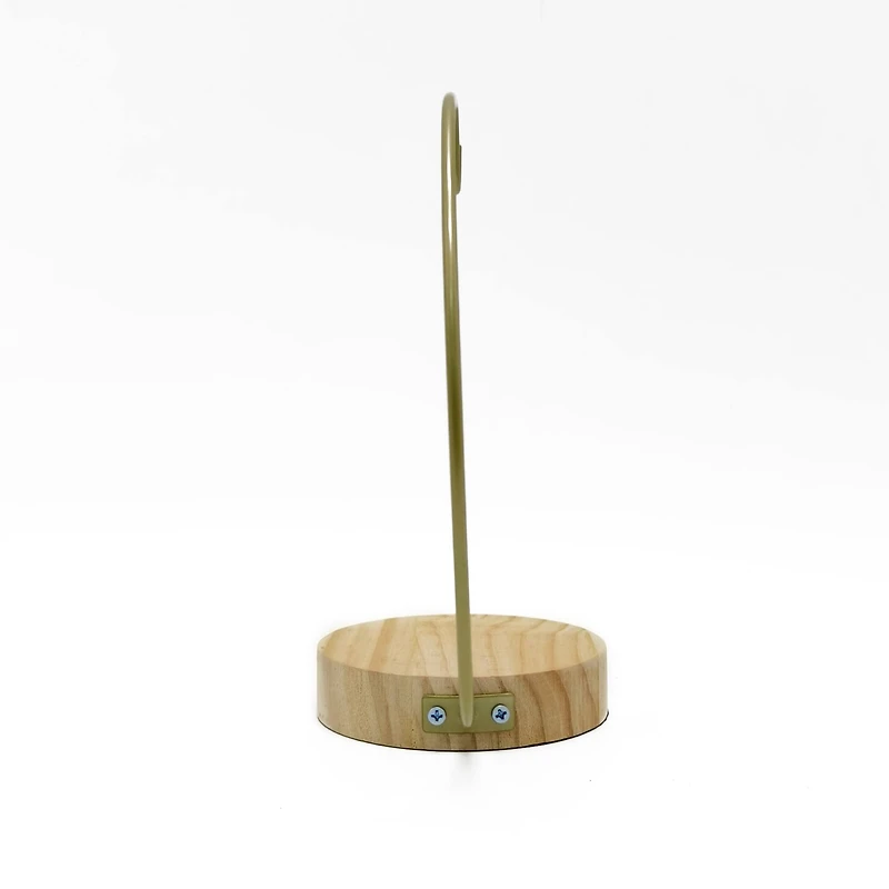 8" Gold Metal Ornament Hanger with Natural Wood Base by Ashland®