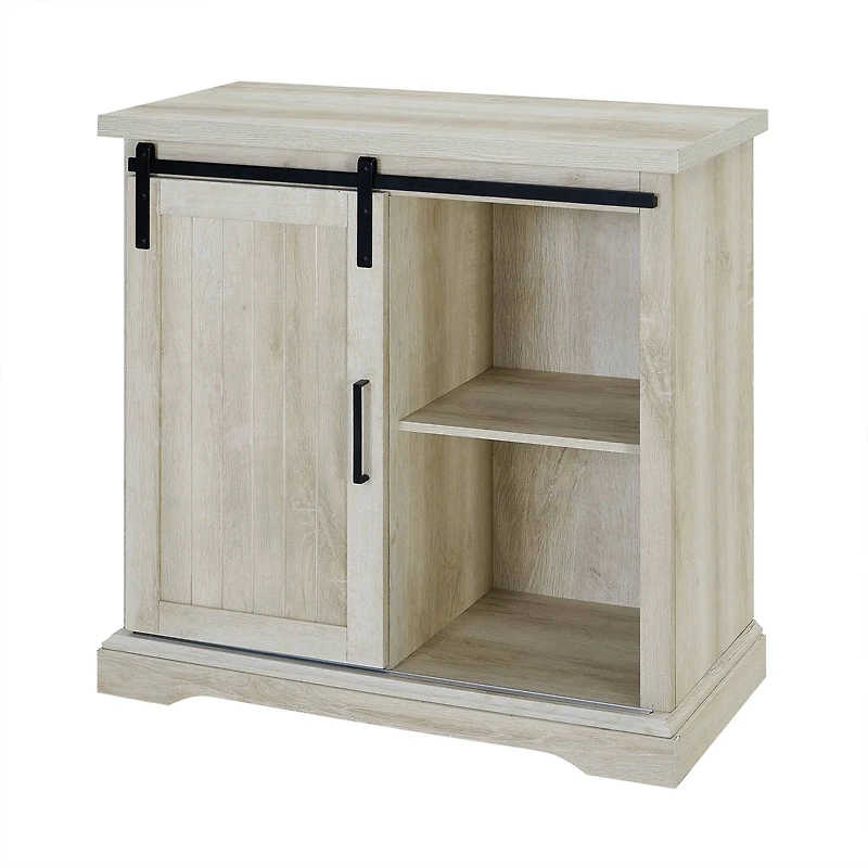 Edison Walker 32" White Oak Sliding Grooved Door Modern Accent Cabinet
