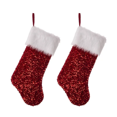 Glitzhome® 21" Red Sequin Christmas Stocking, 2ct.