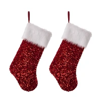 Glitzhome® 21" Red Sequin Christmas Stocking, 2ct.