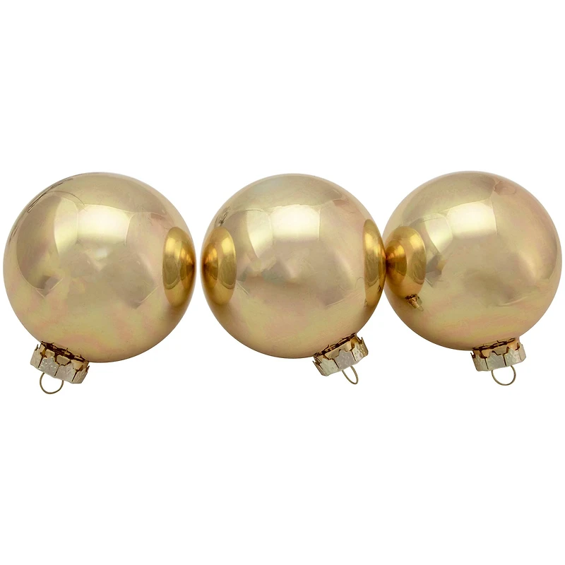 6ct. 3" Champagne Gold 2-Finish Glass Ball Ornaments
