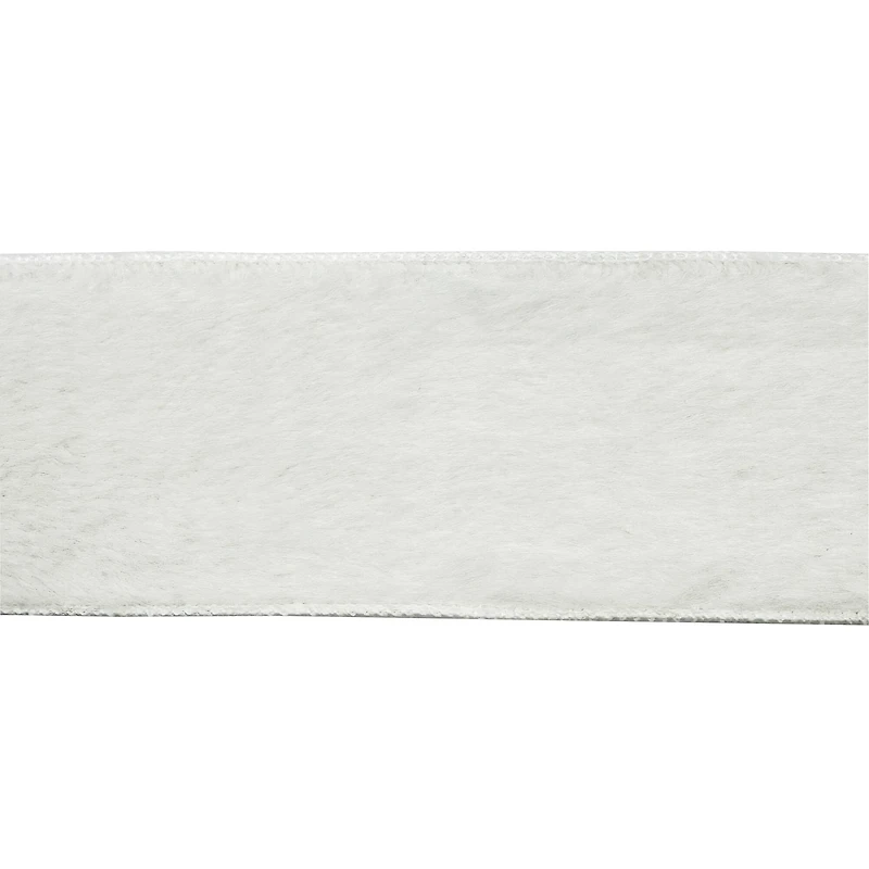 3.5" x 9ft. White Wired Faux Fur Ribbon by Celebrate It®