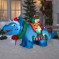 Airblown® 8.5ft. Christmas Inflatable Triceratops with Elves 
