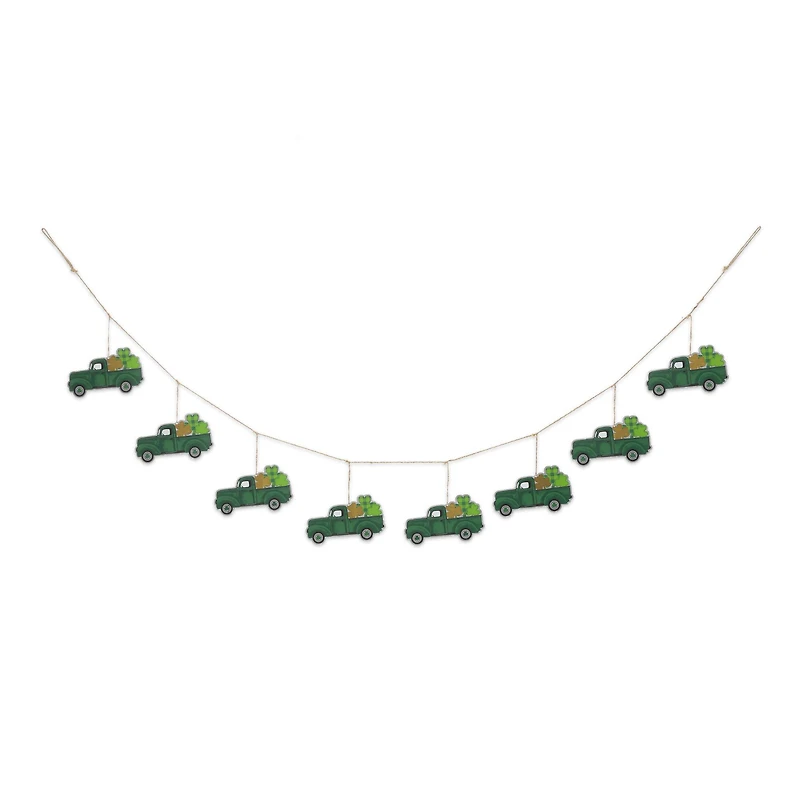 Glitzhome® St. Patrick's Metal Trucks Garland