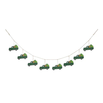 Glitzhome® St. Patrick's Metal Trucks Garland