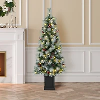 2 Pack 5ft. Pre-Lit Pine Artificial Christmas Porch Tree