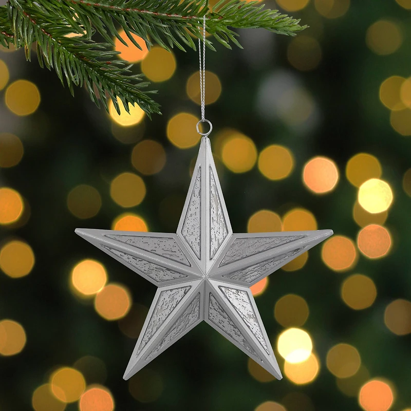 5.75" Silver Crackle Mirror Star Ornament