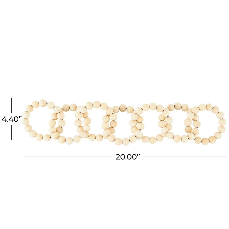 20" Light Brown Wood Chain Beaded 9 Link Sculpture