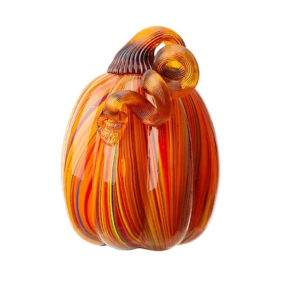 Glitzhome® 5.5" Multi Striped Glass Pumpkin