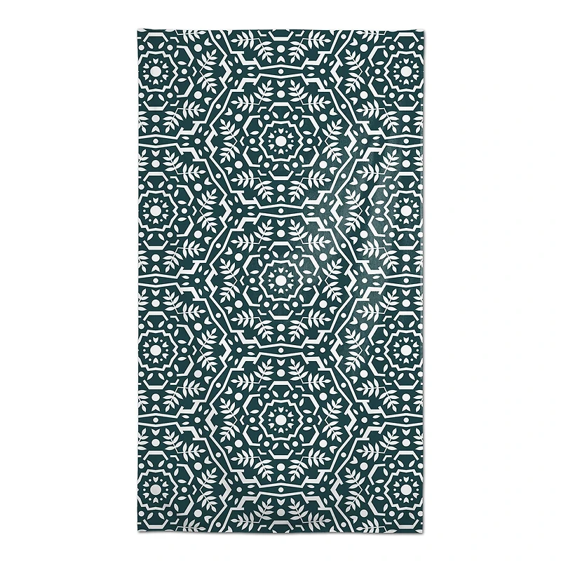 Folk Floral Teal Tablecloth